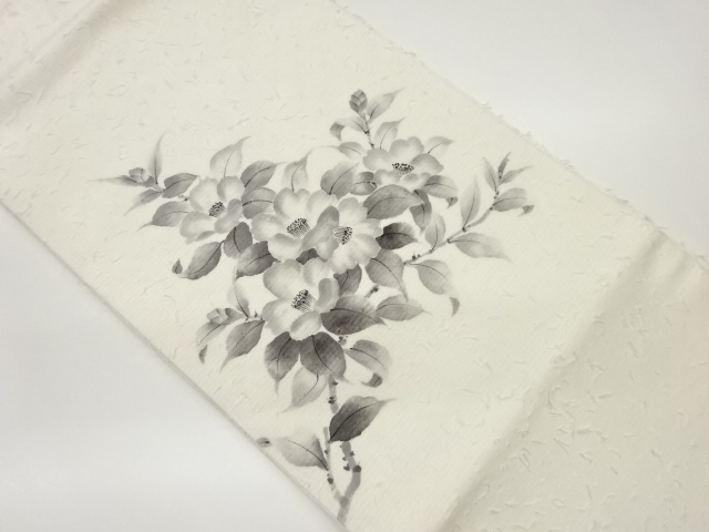 JAPANESE NAGOYA OBI / HIGE TSUMUGI / FLOWERS / ARTIST WORK